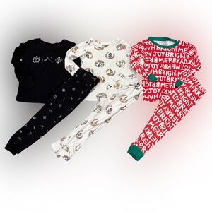 3/$10: Festive Kids Pajama Set - Black, White, and Red